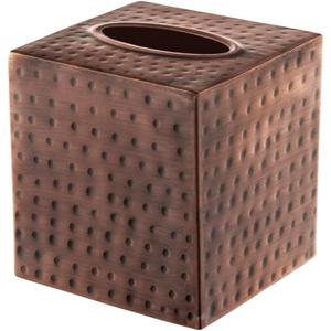 Monarch Abode Tissue Box Cover Square  Hand Hammered Antique Copper Metal Tissue Holder Box for Bathroom Accessory, Aesthetic Decorative Facial Napkin Cube for Modern Home Decor