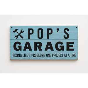 SET OF 3, Wood Sign for Grandpa - Pop pop's Garage - Vintage Wooden Hanging Wall Plaque,Funny Gift for Grandpa ,Garage Decor Workshop & Farmhouse Wall Decor Gift for Grandfather(POP POP'S).