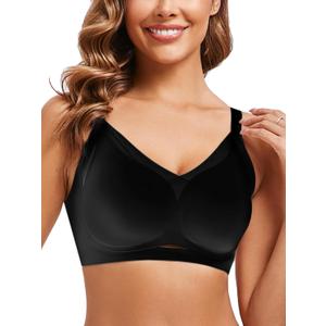 Wireless Bras for Women No Underwire,Comfortable V-lace Bras for Women with Full Coverage and Supportive (XL)