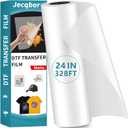 Jecqbor DTF Transfer Film Paper Roll 24 Inch x 328 FT, Double Sided Matte Heat Transfer Paper, Thick Clear Pretreat PET Sheets for All DTF Printer Direct Print On T-Shirts Textile