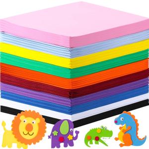 Ireer EVA Foam Sheet Crafts 9 x 12 Inch Assorted 10 Colors 1mm Foam EVA Paper for Crafts Craft Handicraft for Scrapbooking DIY Arts(150 Pcs)