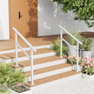 2 Pack Hand Rails for Outdoor Steps,2-3 Step Railing for Stairs,Adjustable Porch Railing,Hand Rails for Seniors,Outdoor Deck Handrails for Exterior Steps,White