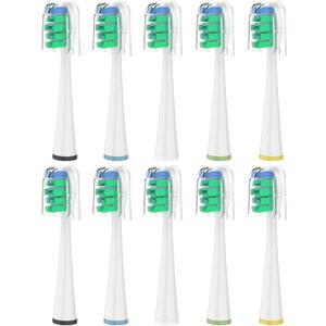 Replacement Brush Heads for Waterpik Sensonic Complete Care Toothbrush, with Covers, Compact, White, 10 Count