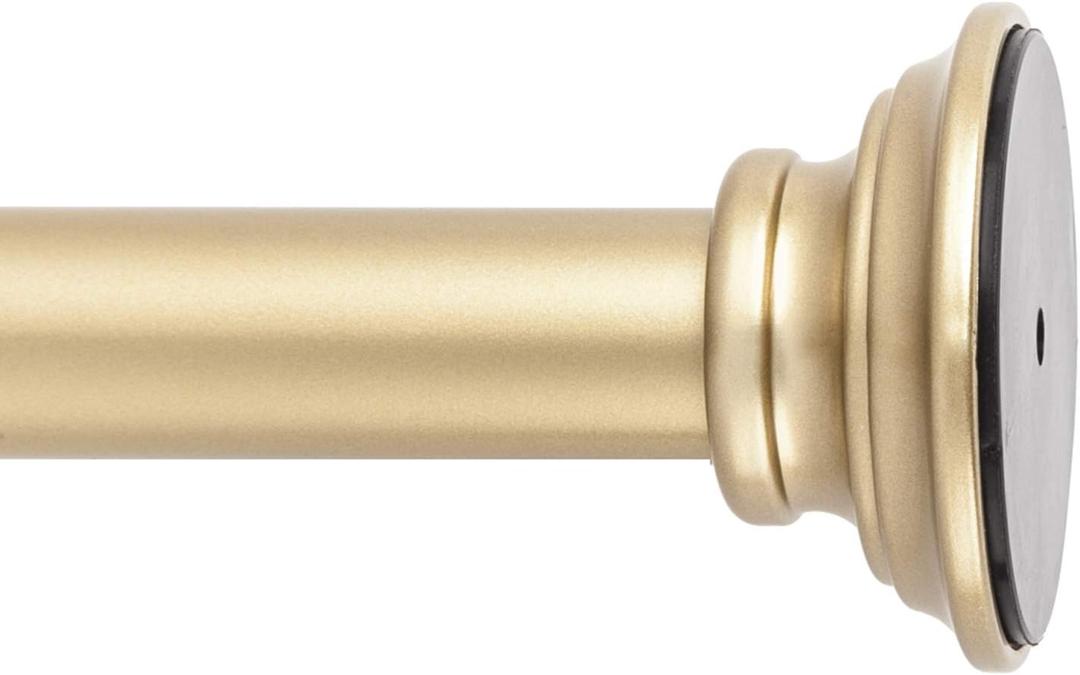 Snug Set | Ultra Strong Secure Hold Tension | Gold Window Curtain Rod | Easy Mount | 2" Silicone Never Slip Pads | Durable Steel Construction | 7/8" Diameter