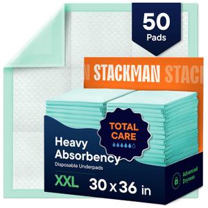 Chucks Pads Disposable 30x36 Underpads [50-Pack] Incontinence Chux Pads Absorbent Fluff Protective Bed Pads - Extra Large Pee Pads for Kids, Adults & Elderly | Leak Proof Puppy Pads for Training - XXL