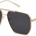 SOJOS Retro Oversized Square Polarized Sunglasses for Women Men Vintage Shades Classic Large Metal Sun Glasses (Shiny Gold)
