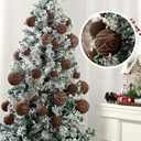 Suzile 36 Pcs Velvet Christmas Tree Ornaments Flocked Christmas Ball Decorations Xmas Balls Handing Ornaments for Xmas Tree Holiday Wreath Garland Birthday Wedding(Brown)