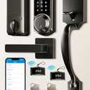 Veise VE06-H Smart Front Door Lock Set, App Control, Keyless Entry Deadbolt with Lever Handle, Electronic Digital Touchscreen Keypad, Auto Lock, Easy Install, Matte Black