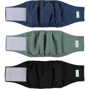 wegreeco Washable Male Dog Belly Band (Stylish Pattern)- Pack of 3 - Washable Male Dog Belly Wrap, Dog Diapers Male (Blue, Green, Black, X-Large)