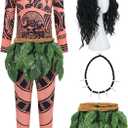 Halloween Costume Set for Ocean Costume Men Adult Costume with Printed Tattoos Belt with Artificial Leaves Cute Accessories for Halloween Costume Cosplay , RA065XL