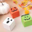 Halloween Square Wood Block Decorations - Fall Pumpkin Ghost Decorations,Spooky Tiered Tray Decorations,Halloween Party Photo Props,Pumpkin Ghosts Square Wooden Blocks Home Decorations
