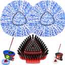 Spin Mop Head Replacement for O Cedar RinseClean 2-Tank System,2 Mop Replace Heads + 1 Upgrade Scrubber Brush, 100% Microfiber Mop Refills Deep Cleaning Machine Washable