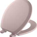 Mayfair Cameron Pink Toilet Seat, Non Slip Heavy Duty Wood, Easy Clean, Made in USA, Round