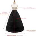 Women's 4 Hoop Skirt Petticoat A Line Crinoline Floor Length Underskirt for Wedding Dress Ball Gown Slips (Black, M)