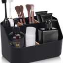 Electric Toothbrush Holders for Bathrooms,Black Tooth Brushing Holder,Toothpaste Organizer with Dividers,Bathroom Countertop Accessories Storage,Toothbrush Stand for Vanity Office Sink (Large (1 Pack))