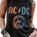 Rock & Roll Tank Tops for Women Rock Music Graphic Tees Shirt Summer Sleeveless Graphic Print Tank Top (Black)