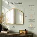 36"x26" Large Arched Gold Wall Mirror,Scalloped Edge Modern Bathroom Mirror