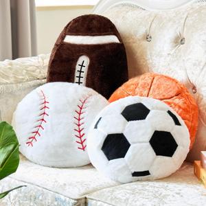 Juexica Sports Throw Pillows Fluffy Stuffed Soccer Basketball Baseball Pillow Plush Toy Sport Cushion for Room Decor Birthday Present (Medium, Assorted Color, 4)