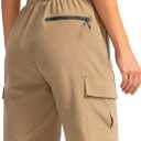 Soothfeel Women's 9" Hiking Cargo Shorts with 5 Pockets Quick Dry Summer Athletic Golf Bermuda Long Shorts for Women Casual (3X-Large, Dark Khaki)