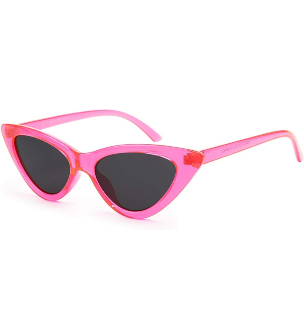 livho Retro Vintage Narrow Cat Eye Sunglasses for Women Clout Goggles Plastic Frame (Barbie Powder)