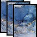 14x20 Picture Frame Set of 3, Black Frame for 14 x 20 Inch Picture Poster Photo, Light Weight and High Transparent 14 by 20 Frame for Wall - 3 Pack/Black/14 x20