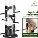 Kingsyard Metal Bird Feeders for Outdoors Hanging, Tube Bird Feeder with 6 Feeding Ports, 15 Inch, Chew-Proof & Weatherproof, Black