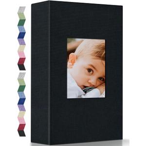 Popotop Photo Album 4x6-300 Photos Linen Cover Photo Books with 300 Horizontal Pockets,Slip-in Picture Albums for Family Wedding Anniversary Baby Vacation Pictures (Black)