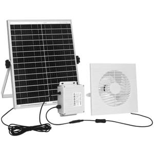 Auzev Solar Exhaust Fan with 12000mAH Battery, 22W Solar Powered Fan for Greenhouse Circulation, Chicken Coop, Shed, barn, Outside, Outdoor Waterproof with 14.7Ft Cable, 9.8"