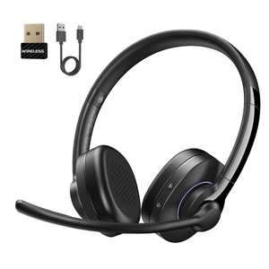 Wireless Headset with Mic for Work, Headset Wireless Bluetooth V5.3 with AI Noise Cancelling Microphone with USB Dongle & Mic Mute for Computer PC Laptop Remote Work Home Office (Black)