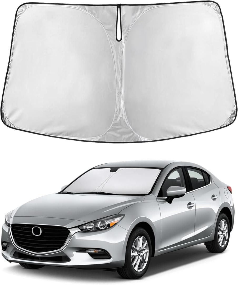 EcoNour Windshield Sunshade Compatible for Mazda 3 2014-2024 2025 2026, Sun Visor for Front Windshield & Window Sun Shade Cover, UV Heat Blocker & Protector, Car Accessories