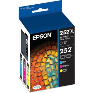 EPSON 252 DURABrite Ultra Ink High Capacity Black & Standard Color Cartridge Combo Pack (T252XL-BCS) Works with WorkForce WF-3620, WF-3640, WF-7110, WF-7610, WF-7620, WF-7710, WF-7720, WF-7210 (Multi-Pack)