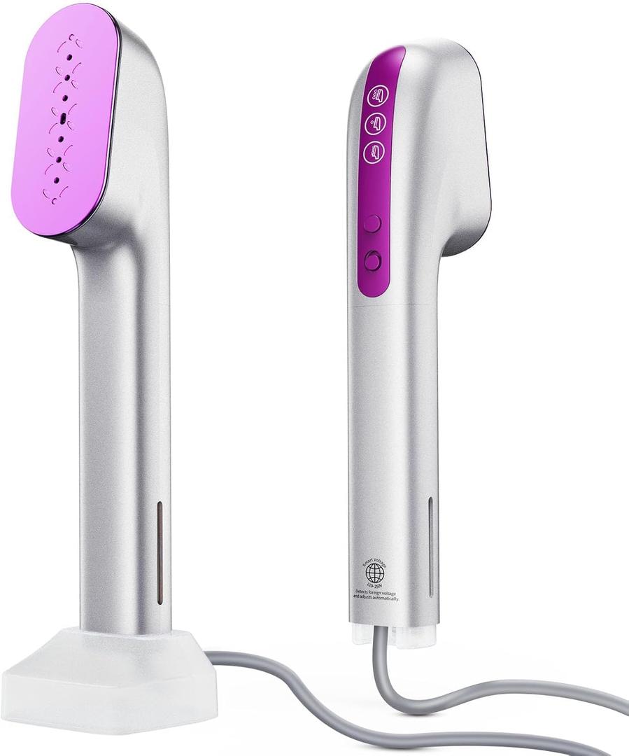 Handheld Steamer for Clothes Portable, 300ml Big Capacity, 1200W Strong Power, 100-250V Dual Voltage for International Travel, One-Step Steam Press for Wrinkle-Free (Gray)