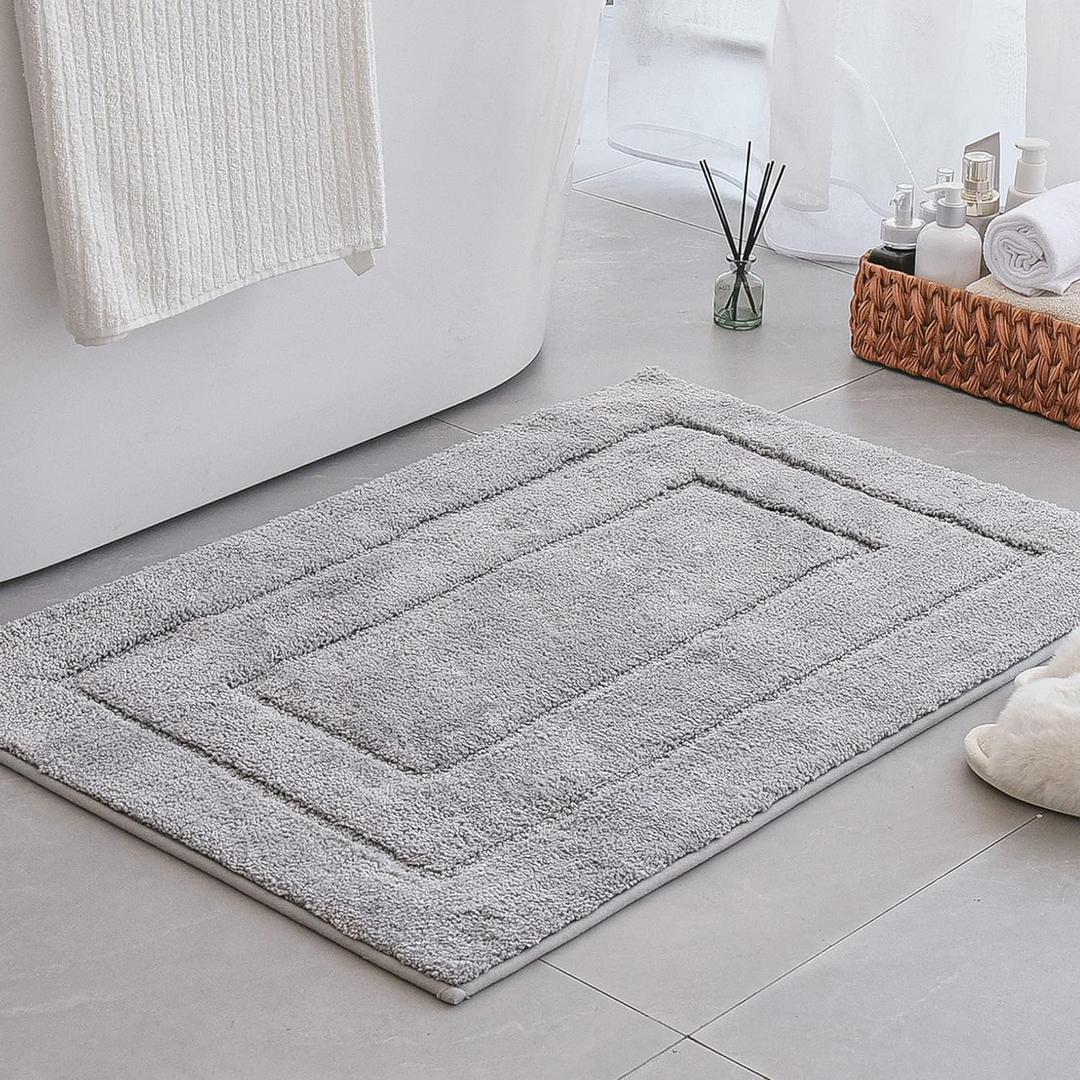 GRANNY SAYS Gray Bathroom Rugs, Bath Mats for Bathroom Non-Slip, Super Soft and Water Absorbent, Microfiber Bath Rugs, Machine Wash Dry, Large Bath Rugs for Bath Floor, Tub and Shower 36" x 24" (Grey)