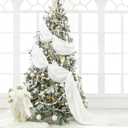 Thyle 28.8 Inch x 21.6 ft Giant Ribbon Christmas Tree Decorations Extra Large Gorgeous Elegant Wide Ribbon Garland for Christmas Staircase Wedding Indoor Outdoor Decorations(White,Chiffon)