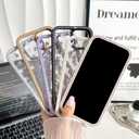 Skyseaco for iPhone 15 Case Glitter, Cute Clear Flower Floral Pattern for Women Girls, Bling Sparkly Double-Sided Rhinestones, Soft Shockproof Protective Cover, Black