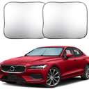 EcoNour 2 Piece Foldable Car Windshield Sun Shade, UV & Heat Protection (Medium)