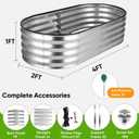 Galvanized Raised Garden Bed 2 Pack 4x2x1ft, Rust-Resistant Metal Oval Planter Box Outdoor, Easy Assembly Planting Bed Kit for Vegetables, Fruits, Herbs - Silver