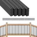 25 Pack Deck Balusters 26" Staircase Baluster for Deck Systems, Black Hollow Metal Spindles for Stair Railing and Porch Railing, Indoor Outdoor Use (1.5mm Thick) Black