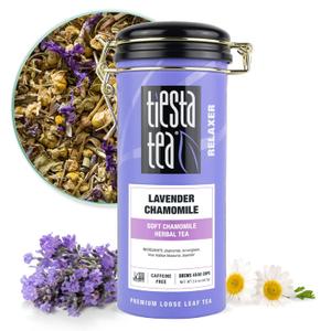 Tiesta Tea - Lavender Chamomile Herbal Tea, Loose Leaf, Calming Blend with Chamomile, Lavender, Lemongrass, Caffeine-Free Herbal, Great for Hot or Iced Brews, Refillable Tin, 50 Cups, 2 Ounce, No BB Date