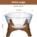 Buaic Large Glass Salad Bowl with Acacia Wood Base,5 L Decorative Glass Mixing Bowl Clear Borosilicate Glass Fruit Bowl and Trifle Bowl, Multifunctional Bowl for Popcorn,Chip, Bread,Snacks, Extra Large