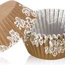 Funtery 300 Pcs Wedding Cupcake Liners Bridal Shower Rustic Lace Cupcake Wrappers Fall Muffin Liners Baking Cups Greaseproof for Baby Shower Christmas Birthday Party Anniversaries Decorations, Brown