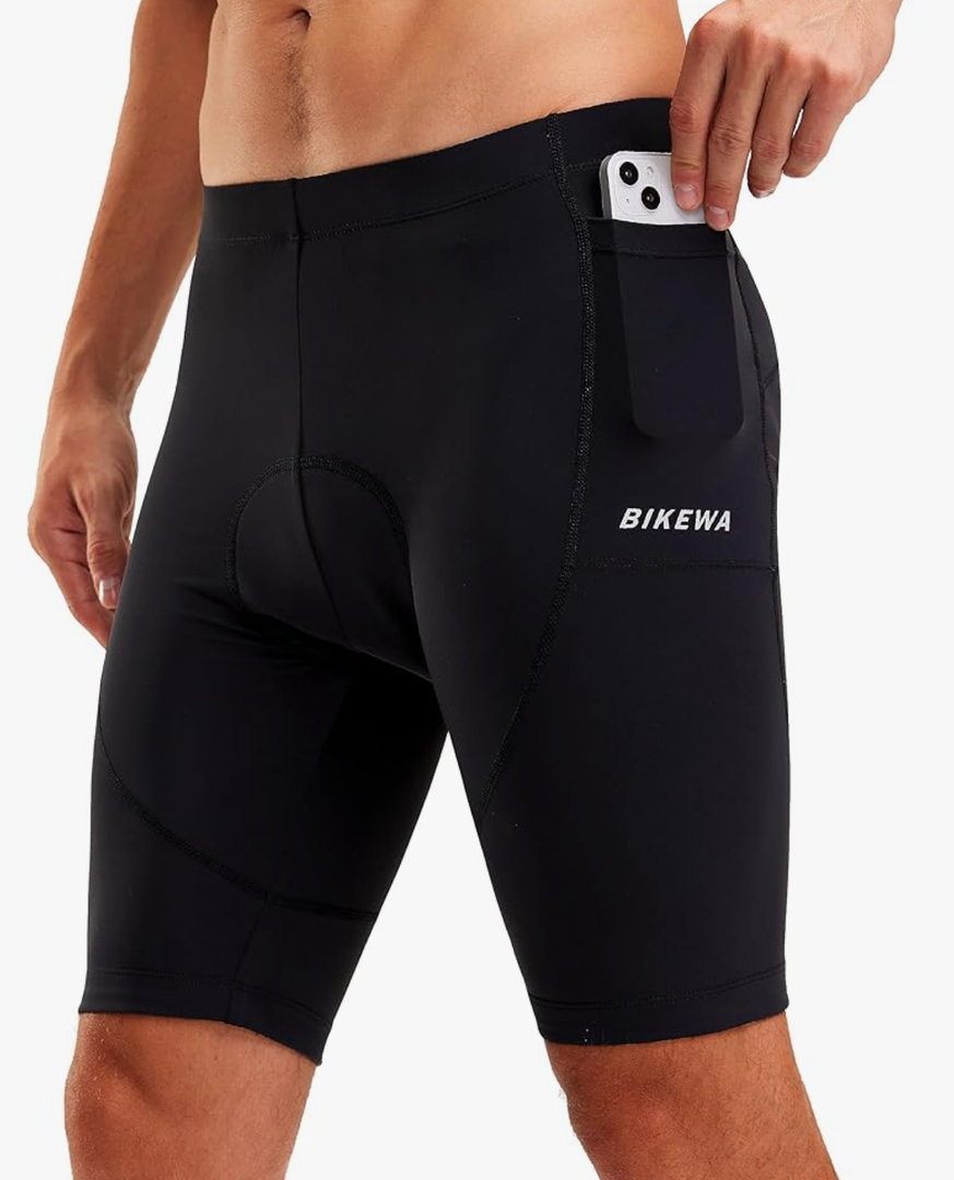 Bikewa Men's Bike Shorts 4D Padded Biking Road Cycling Bicycle Pants Biker Shorts for Men Zipper Pockets Size L