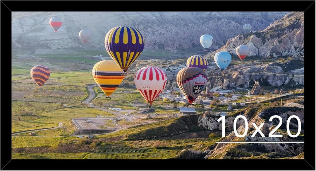 10x20 Picture Frame Black for Photo and Poster, Horizontal and Vertical Formats for Wall Hanging, 10 x 20 Wall Gallery Frame for Photos