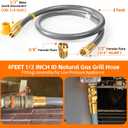 GasSaf 4 FT 1/2" ID Natural Gas Grill Hose with Quick Connect Fitting, Natural Gas Conversion Kit Suitable for Gas Grill, Generator, Patio Heater and More