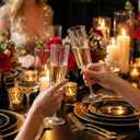 Ciaell 24 Pack Plastic Champagne Flutes - 6 Oz Flower Wavy Champagne Plastic Glasses - Heavy Duty Vintage Disposable Flutes for Party & Anniversary & Wedding