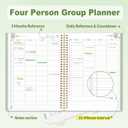 SUNEE 2026 Daily Planner,4-Person Group Appointment Book with Quarter-Hourly Layout. Weekly & One-Page-Per-Day Format, Jan to Dec 2026, 8.5"x11",Weekly Planner, Flexible Cover, Note Pages, Bookmark, Black,Sage Green