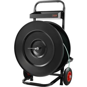 VEVOR Banding Strapping Cart, for PET/PP/Fiber Strapping Coils with 8" or 16" Core Size, Heavy Duty Strapping Dispenser, Equipped with Anti-Retreat Pulleys, Upgrade Brake System, Spacious Tray