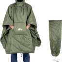 iClimb Hooded 3M Thinsulate Insulation Warm Camping Blanket Wearable Poncho Ultralight Compact (78  57, 1.5 lb, Green)