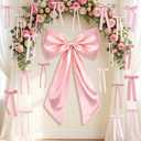 Large Pink Bow for Coquette Decor, 22Pcs 40x24 Inch Giant Satin Bow Set with 21 Small 3-Sizes Bows, DIY Photo Backdrop Wall Hanging Decor for Wedding Bridal Baby Shower Birthday Nursery Girls Room