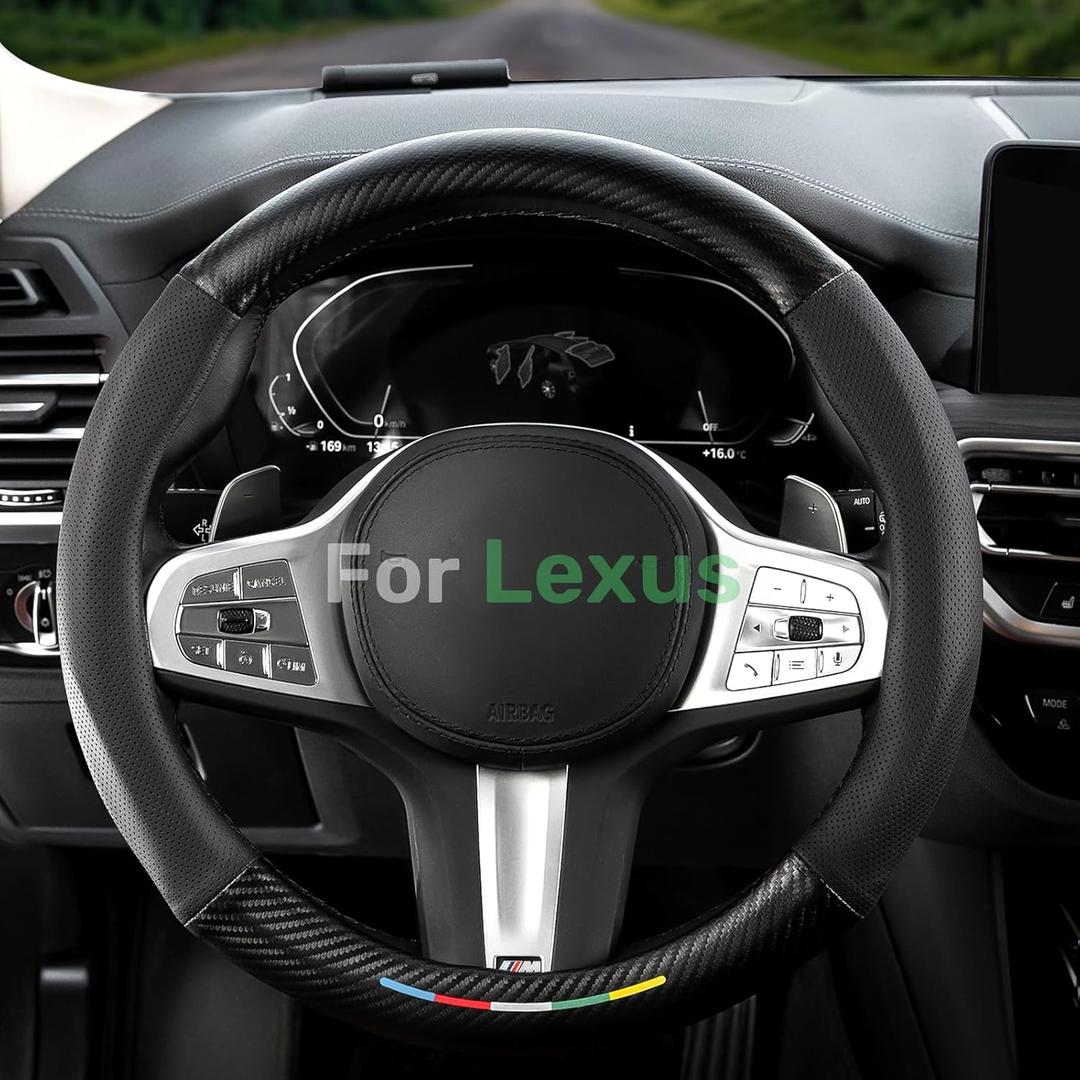 Zanch Car Steering Wheel Cover - Custom Fit for Lexus, Premium Microfiber Leather, Non-Slip, Breathable, Odorless, Durable, All-Season Comfort, Fits 14.5-15 Inch Steering Wheels